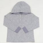 Gray long-sleeved hooded T-shirt with stripes | liloo