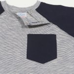 Grey long-sleeve tee with navy blue pocket| liloo