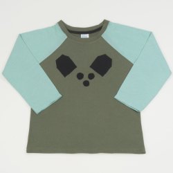 Khaki with aqua long sleeve t-shirt with dog print