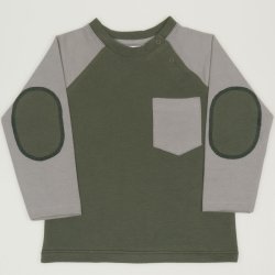 Green khaki-gray long-sleeve tea