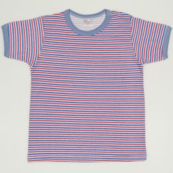 White with azure and red stripes short-sleeve tee