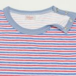 Tricou maneca scurta alb cu dungi azur si rosii | liloo