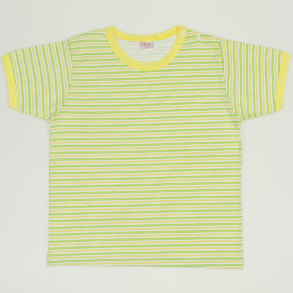 White with green and yellow stripes short-sleeve tee | liloo