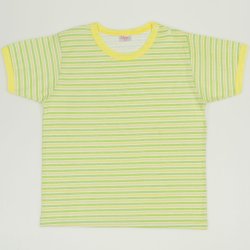 White with green and yellow stripes short-sleeve tee