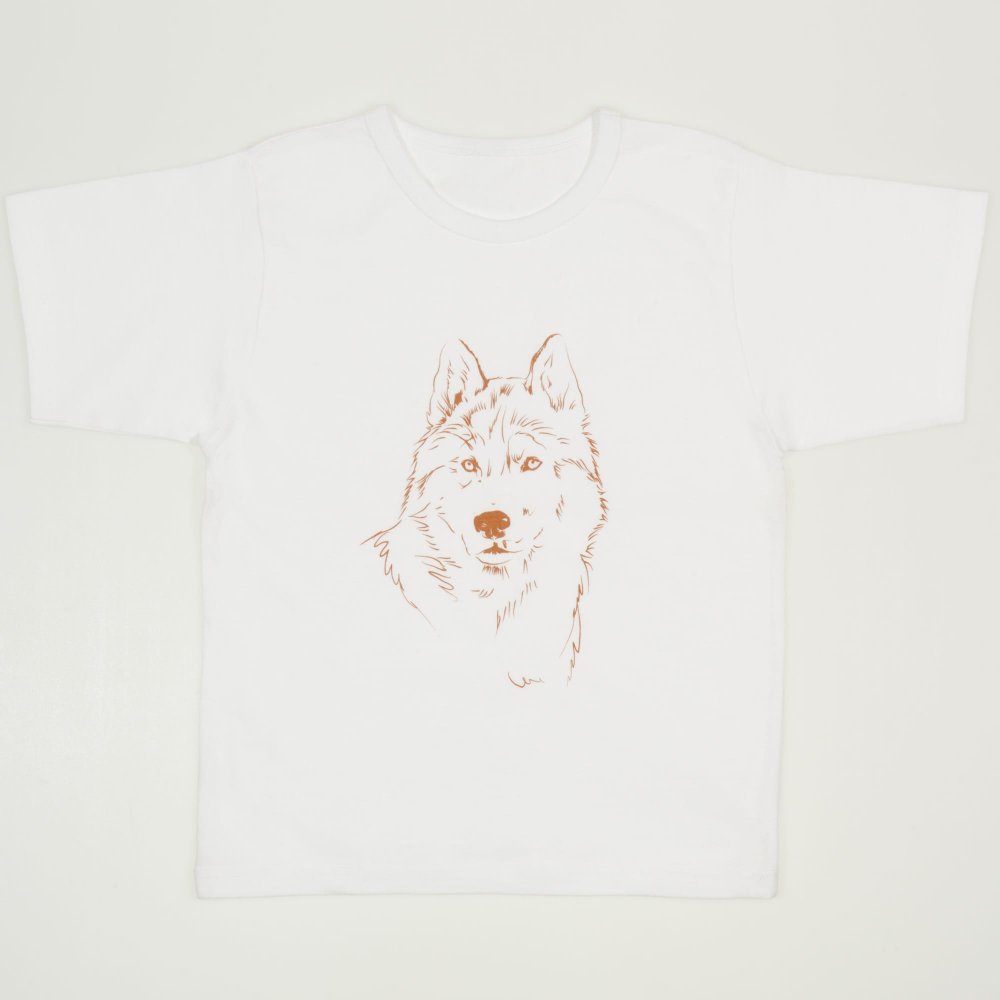 White short-sleeve tee with wolf print | liloo