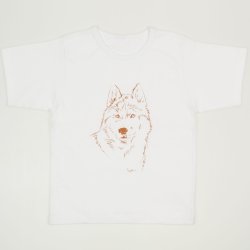 White short-sleeve tee with wolf print