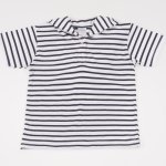 Short-sleeved hooded T-shirt white with black stripes | liloo