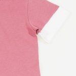 Tricou maneca scurta cu gluga bumbac organic visiniu cu alb | liloo