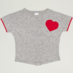 Grey short-sleeve tee with heart