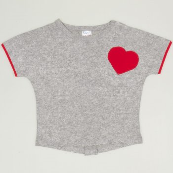 Grey short-sleeve tee with heart  | liloo