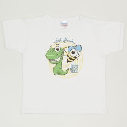 Tricou maneca scurta ecru imprimeu best friends dino and bee