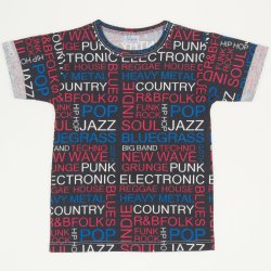 Tricou mânecă scurtă imprimeu texturat muzică