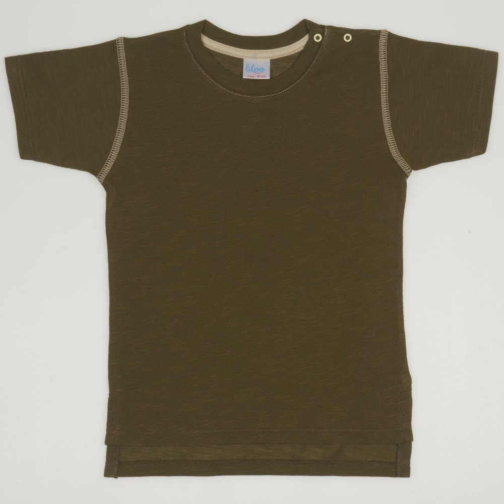 Khaki with cream short-sleeve tee | liloo