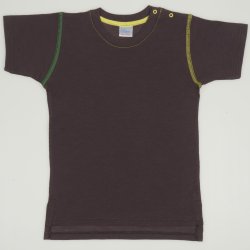 Tricou maneca scurta maro cu galben si verde 