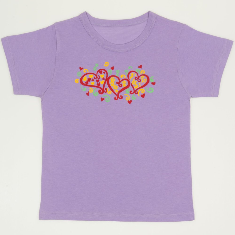 Tricou maneca scurta violet imprimeu inimioare| liloo