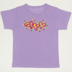 Purple short-sleeve tee with hearts print