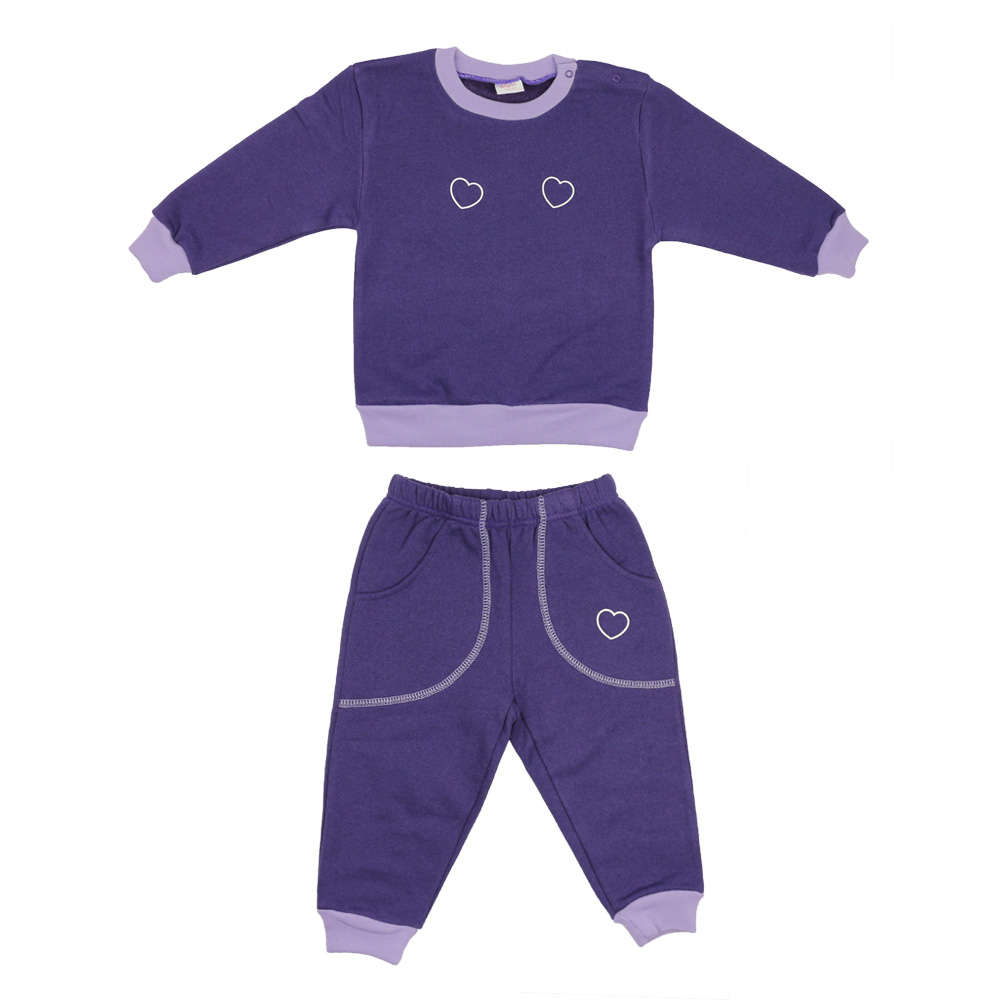 Costum trening gros violet imprimeu inimioare | liloo