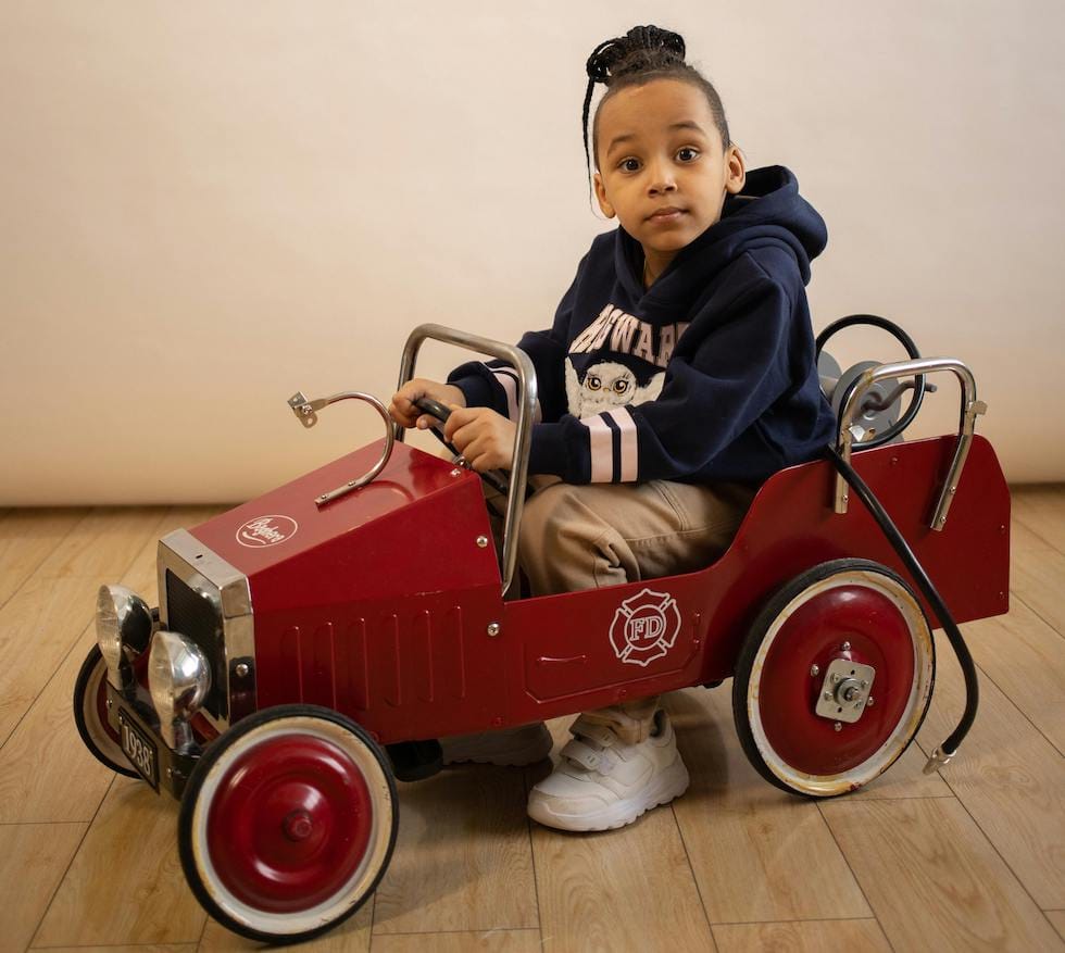 Boy in car