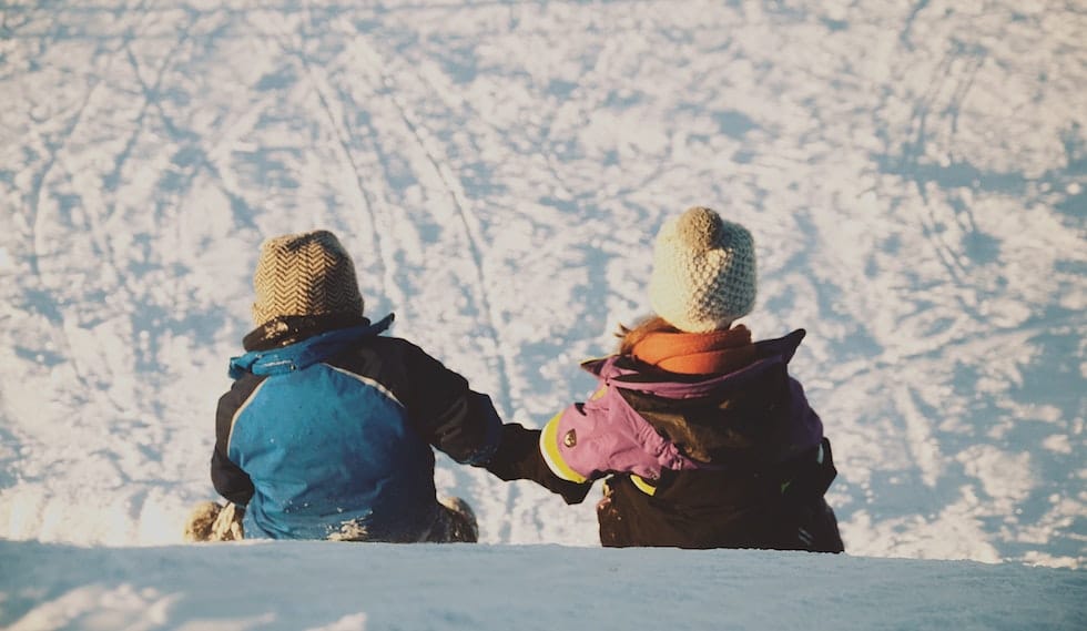 children on the snow