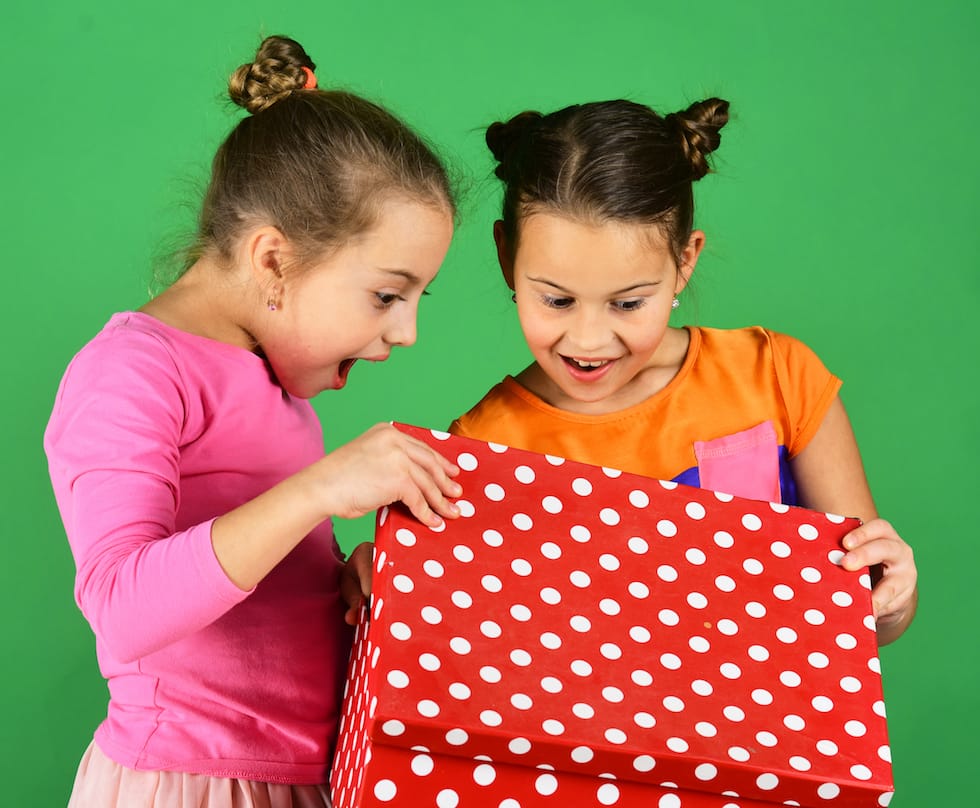 the girl opening the gift 1