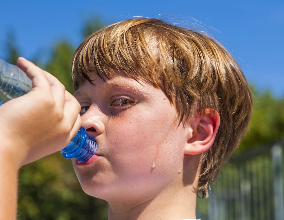 Child drinks water