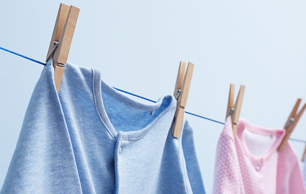 Drying the baby laundry outside