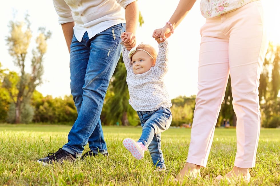 The girl taking her first steps 1