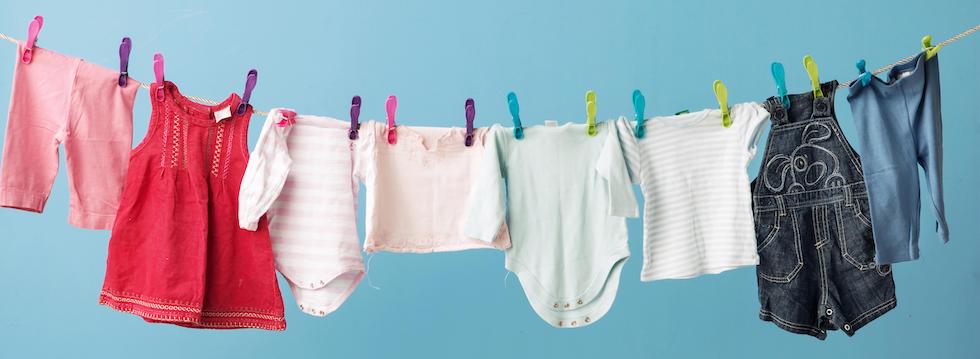 Line drying children's clothing 